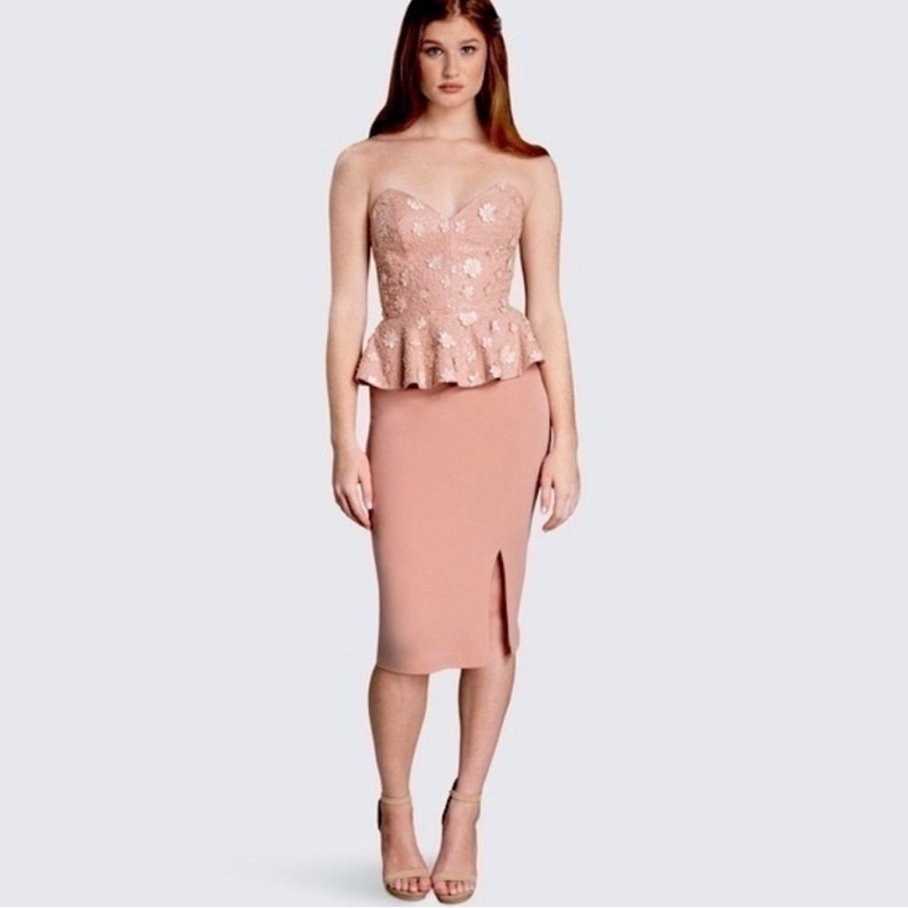 Pink Floral Peplum Dress